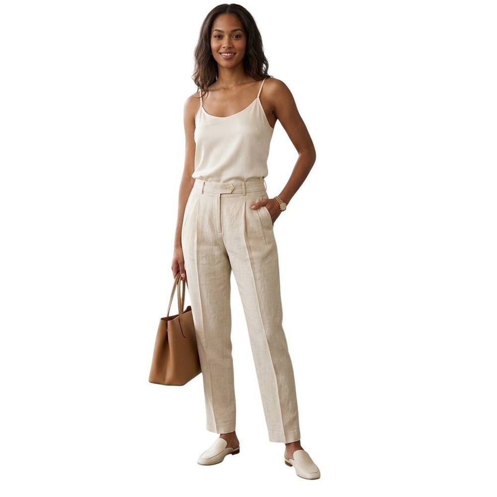 Ralph Lauren Collection Avrill Linen Silk Trousers 8 Luxury Tailored Women New